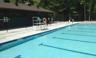 Swimming lane pool and a lifeguard tower
