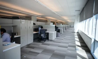 A row of Goodyear work stations