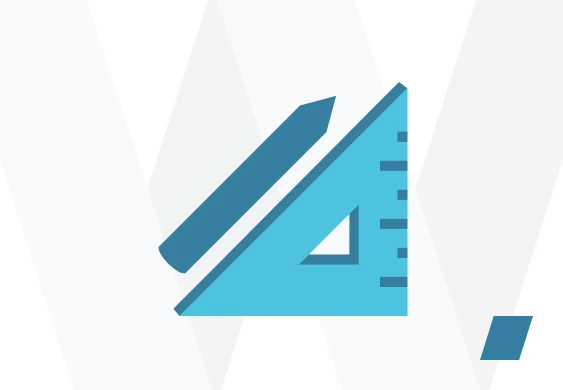 A drafting square and pencil