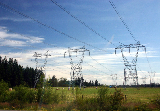 Three power line towers