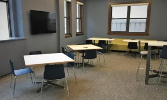 Seating area at theatre corporate headquarters