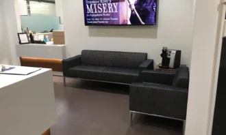 Office seating area at theatre corporate headquarters