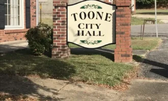 Toone city hall sign