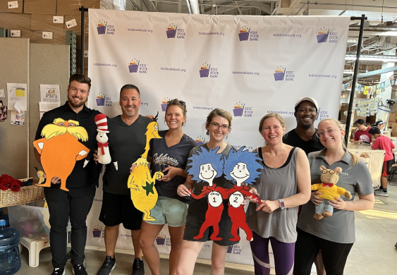 Welty volunteers at the Cleveland Kids' Book Bank