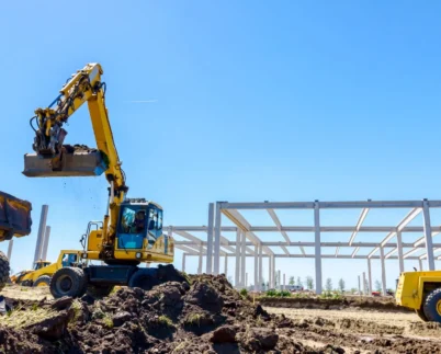 Building project implementing sustainable construction practices.