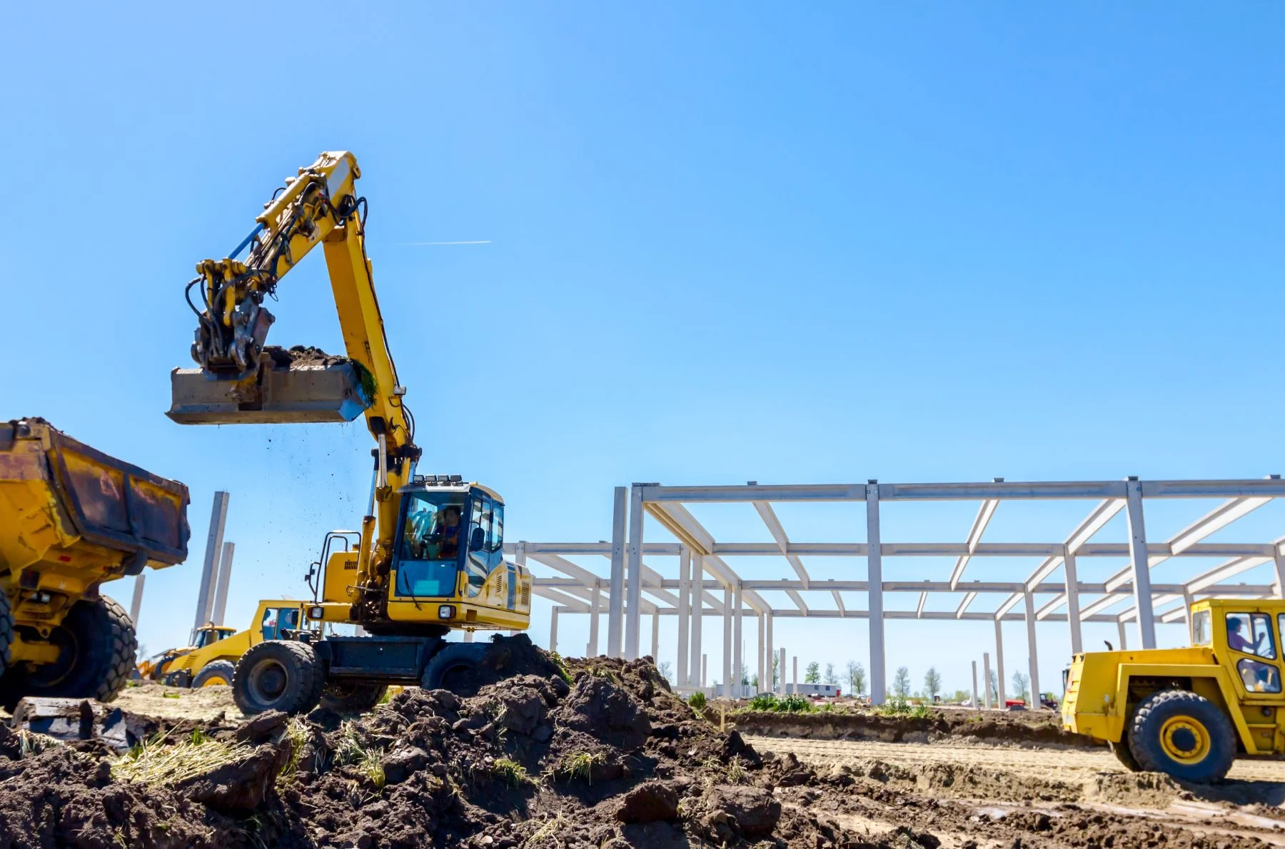 Building project implementing sustainable construction practices.